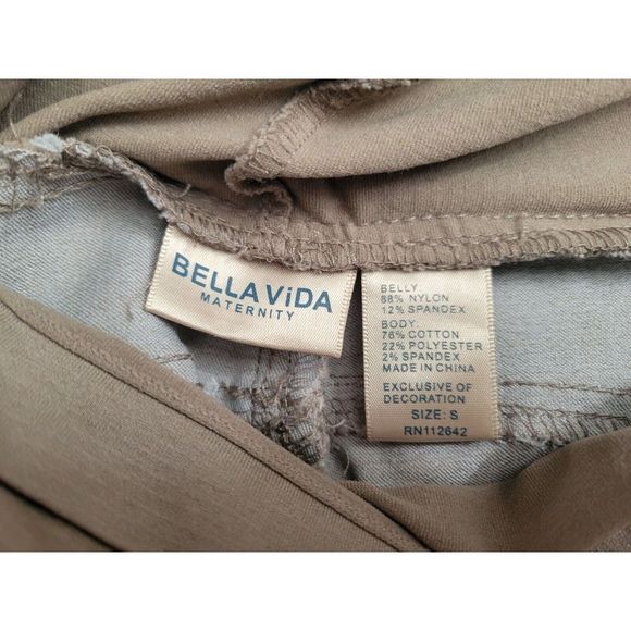 Bellavida Maternity Tan Khaki Skinny Pants Womens Sz Small Full Panel Stretchy - Picture 2 of 5
